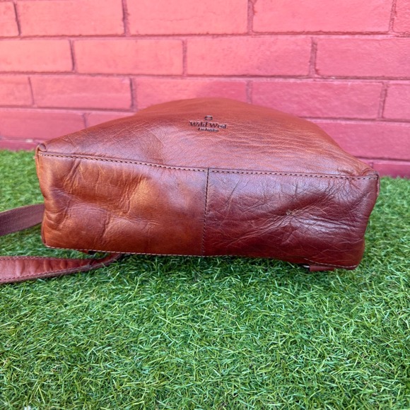 Wild West Leather Backpack Purse Brown Full Grain Zip Top‎ Adjustable Straps main image 5